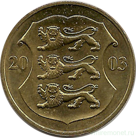 Монета. Эстония. 1 крона 2003 год.