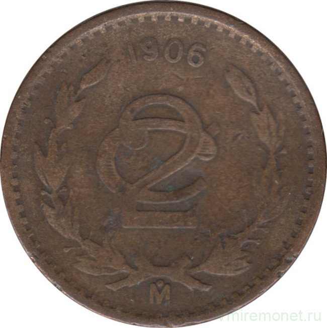 Монета. Мексика. 2 сентаво 1906 год.