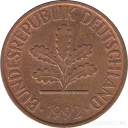 Монета. ФРГ. 2 пфеннига 1992 год. Монетный двор - Мюнхен (D).