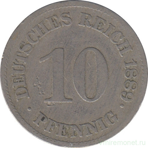 Монета. Германия (Германская империя 1871-1922). 10 пфеннигов 1889 год. (E).