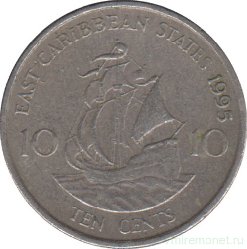 Монета. Восточные Карибские государства. 10 центов 1995 год.