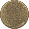 Монета. Франция. 10 сантимов 1977 год. ав.