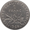 Монета. Франция. 1 франк 1968 год. ав.