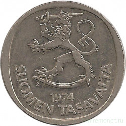 Монета. Финляндия. 1 марка 1974 год.