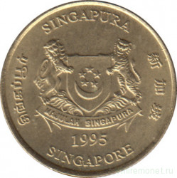 Монета. Сингапур. 5 центов 1995 год.