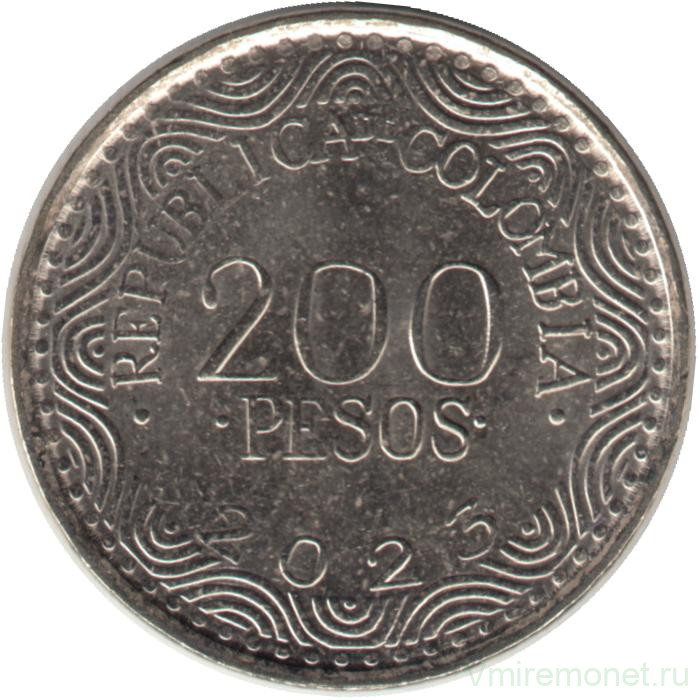 Монета. Колумбия. 200 песо 2023 год.