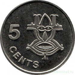 Монета. Соломоновы острова. 5 центов 1996 год.