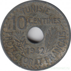 Монета. Тунис. 10 сантимов 1942 год.