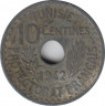 Монета. Тунис. 10 сантимов 1942 год. ав.
