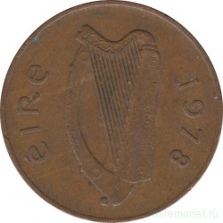 Монета. Ирландия. 2 пенса 1978 год.