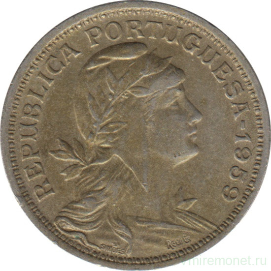 Монета. Португалия. 50 сентаво 1959 год.