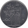 Монета. Италия. 100 лир 1974 год. ав.