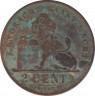 Монета. Бельгия. 2 сантима 1911 год. Der Belgen.