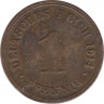 Монета. Германия (Германская империя 1871-1922). 1 пфенниг 1914 год. (G). ав.