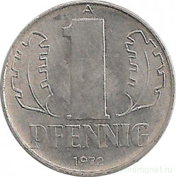 Монета. ГДР. 1 пфенниг 1972 год.