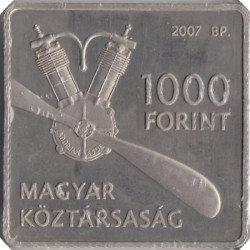 Монета. Венгрия. 1000 форинтов 2007 год. 125 лет со дня рождения Яноша Адорьяна.