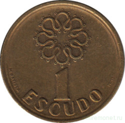 Монета. Португалия. 1 эскудо 1990 год.