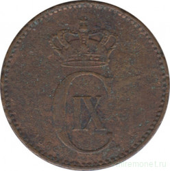Монета. Дания. 2 эре 1889 год .