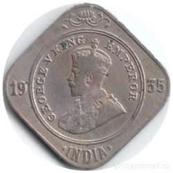 Монета. Британская Индия. 2 анны 1935 год.