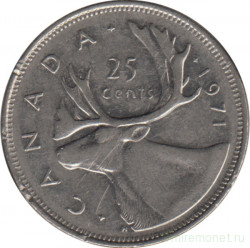 Монета. Канада. 25 центов 1971 год.