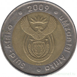 Монета. Южно-Африканская республика (ЮАР). 5 рандов 2009 год.