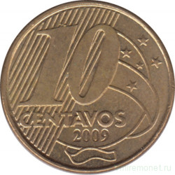 Монета. Бразилия. 10 сентаво 2009 год.