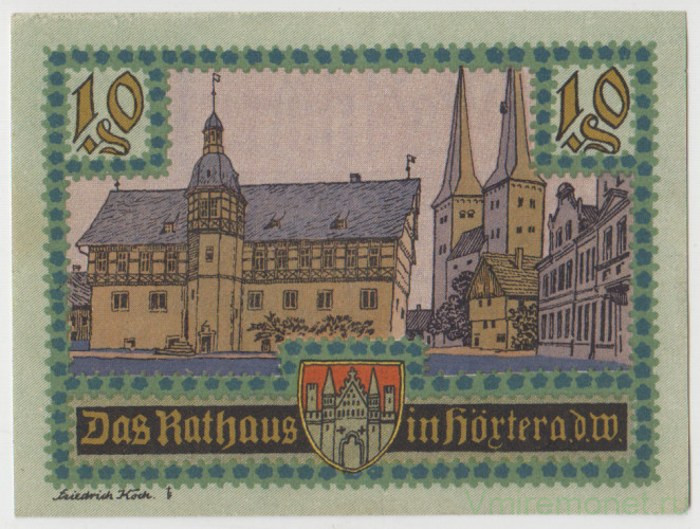 Бона. Нотгельд. Германия. Город Хёкстер. 10 пфеннигов 1921 год. Вариант 618.1.1.