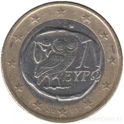 Монета. Греция. 1 евро  2005 год. 