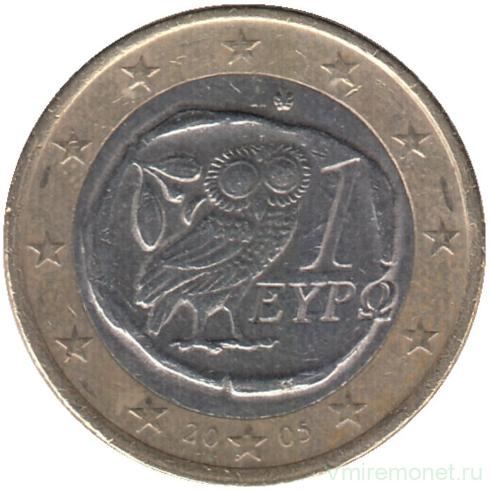 Монета. Греция. 1 евро  2005 год. 