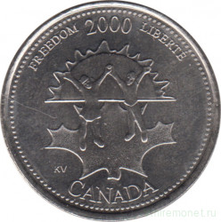 Монета. Канада. 25 центов 2000 год. Миллениум - свобода.