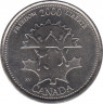 Монета. Канада. 25 центов 2000 год. Миллениум - свобода. ав.