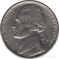 Монета. США. 5 центов 1996 год. Монетный двор P.