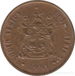 Монета. Южно-Африканская республика (ЮАР). 2 цента 1981 год.