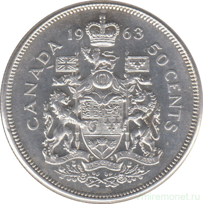 Монета. Канада. 50 центов 1963 год.