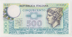Банкнота. Италия. 500 лир 1974 год. Тип 94.