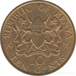 Монета. Кения. 10 центов 1971 год.