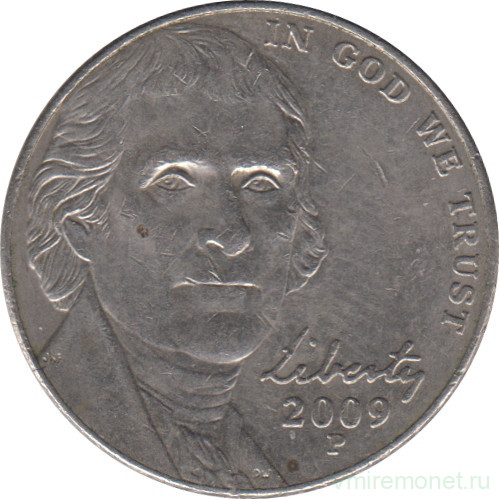 Монета. США. 5 центов 2009 год. Монетный двор P.