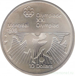 Монета. Канада. 10 долларов 1976 год. XXI летние Олимпийские Игры Монреаль 1976. Футбол.