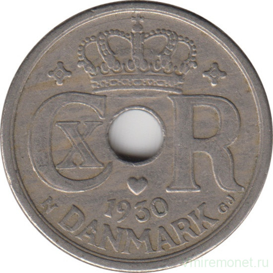 Монета. Дания. 25 эре 1930 год.