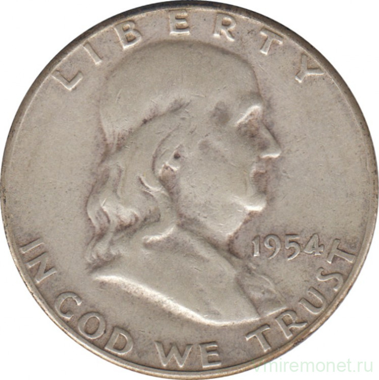 Монета. США. 50 центов 1954 год. Франклин. Монетный двор S.