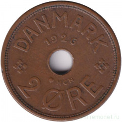Монета. Дания. 2 эре 1926 год.