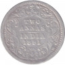 Монета. Индия Британская. 2 анны 1891 год. "B" - Бомбей.