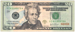 Банкнота. США. 20 долларов 2004 год. Серия GI. Тип 521b.