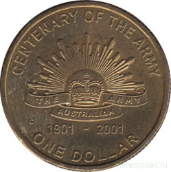 Монета. Австралия. 1 доллар 2001 год. 100 лет армии Австралии.