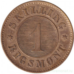 Монета. Дания. 1 скиллинг-ригсмёнт 1867 год.