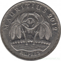 Монета. Маврикий. 5 рупий 2012 год.