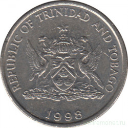 Монета. Тринидад и Тобаго. 25 центов 1998 год.