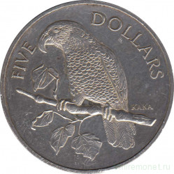 Монета. Новая Зеландия. 5 долларов 1996 год. Нестор-кака.