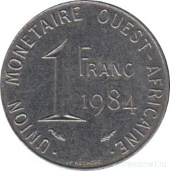 Монета. Западноафриканский экономический и валютный союз (ВСЕАО). 1 франк 1984 год.