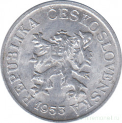 Монета. Чехословакия. 3 геллера 1953 год.